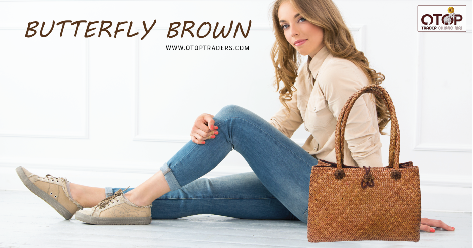 BUTTERFLY  Krajude Handmade Bag : BROWN