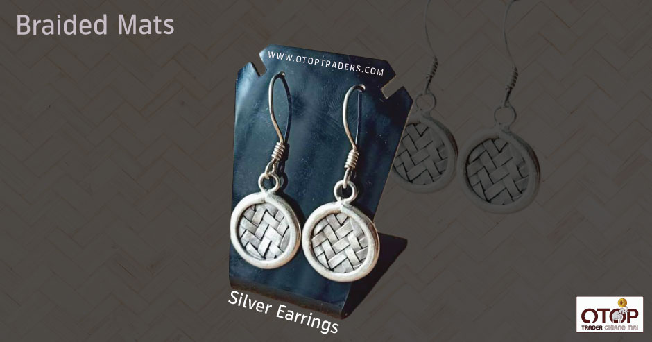 Braided Mats  Silver Earrings